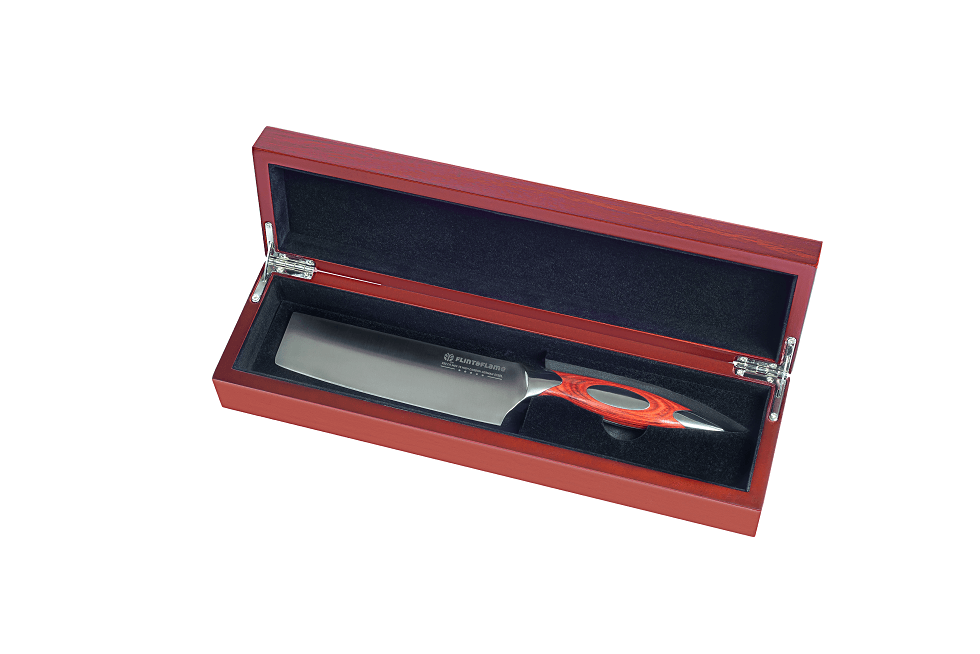 Nakiri Knife in Wooden Box Flint and Flame