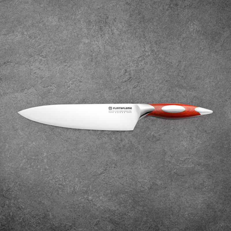 Flint & Flame 8" Chef Knife with Wooden Box - Image 3