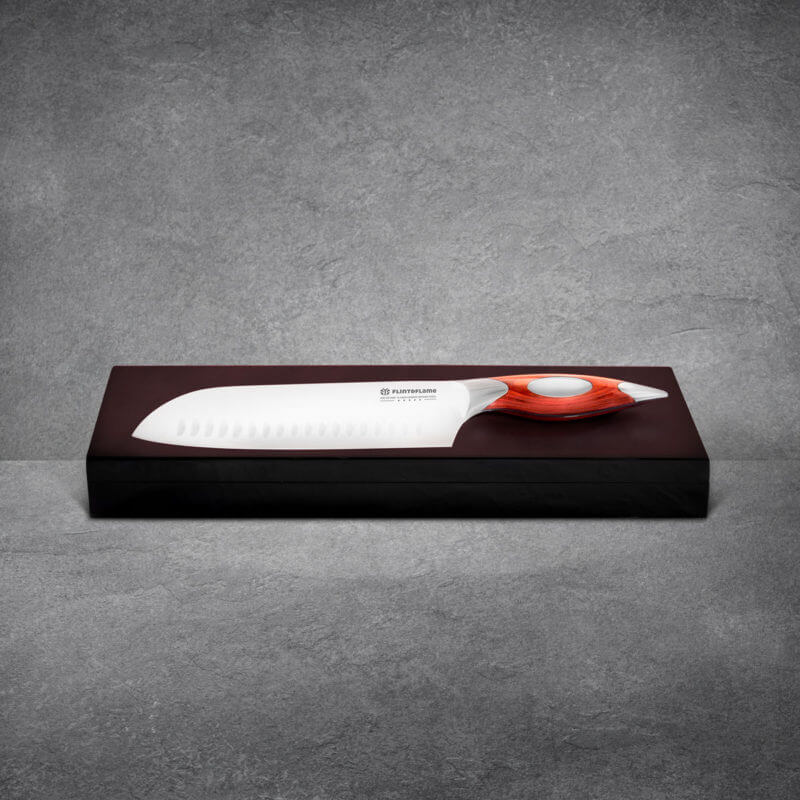 Flint & Flame 8" Santoku Knife with Wooden Box