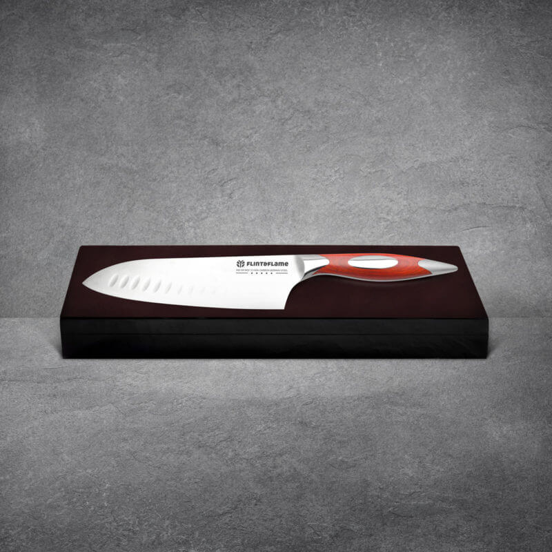 Flint & Flame 6" Santoku Knife in Wooden Gift Box - Image 3