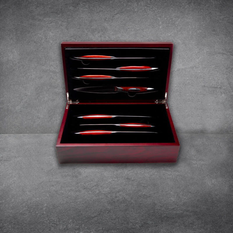 Flint & Flame 8-Piece Steak Knife Set in Wooden Gift Box - Image 4