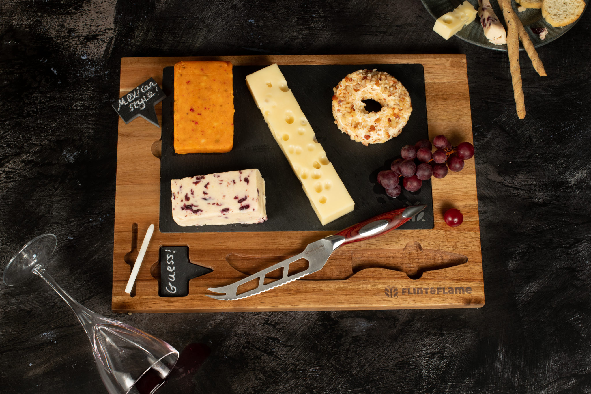 Cheese Board with Flint & Flame 5″ Cheese Knife Flint and Flame