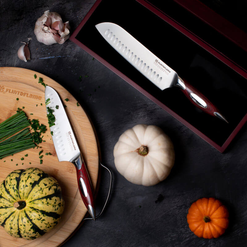 Flint & Flame 2 Piece Santoku Set in Wooden Gift Box - Image 2