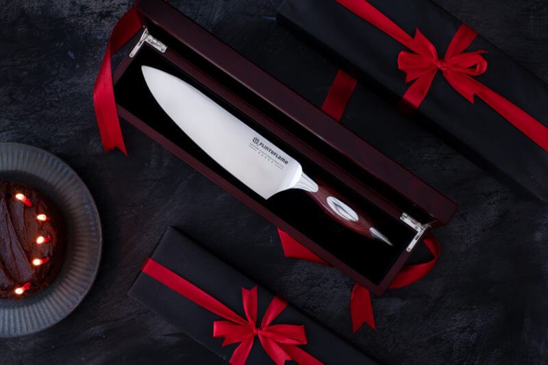 Flint & Flame 8" Chef Knife with Wooden Box