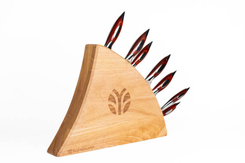 Flint & Flame Classic 7 Piece Set with Rubber Wood Shark Fin Knife Block - Image 3