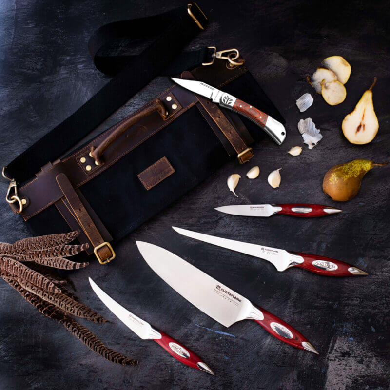 Flint & Flame Game Larder Collection with Waxed Canvas & Leather Knife Wrap