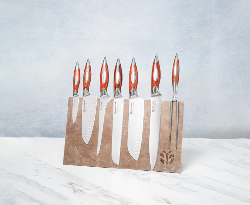Classic 7 Piece Knife Set & Leather Knife Block