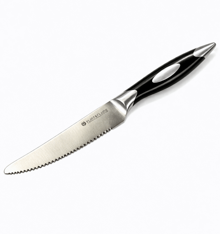 5" Serrated Utility/Steak Knife with Black ABS Handle
